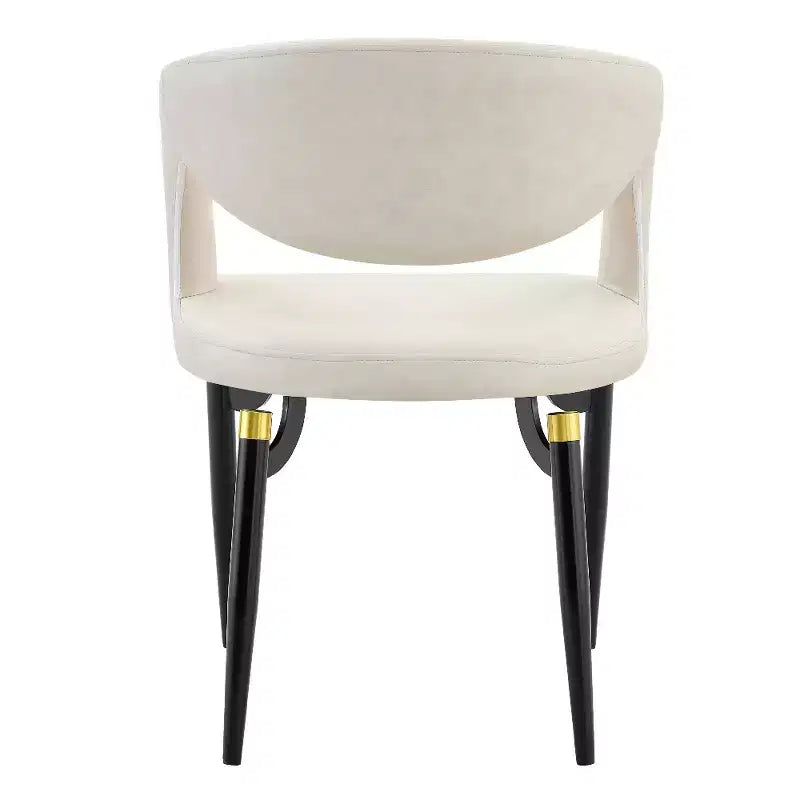 Chaise de salle à manger moderne Entice, assise en cuir rembourré avec dossier ouvert incurvé et pieds en métal, cuisine moderne, salle à manger, maison, sièges de café