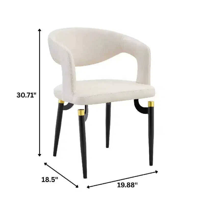 Chaise de salle à manger moderne Entice, assise en cuir rembourré avec dossier ouvert incurvé et pieds en métal, cuisine moderne, salle à manger, maison, sièges de café