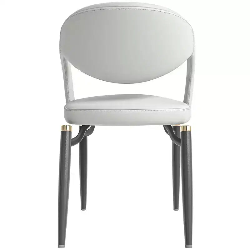 Chaise de salle à manger moderne Entice, assise en cuir rembourré avec dossier ouvert incurvé et pieds en métal, cuisine moderne, salle à manger, maison, sièges de café