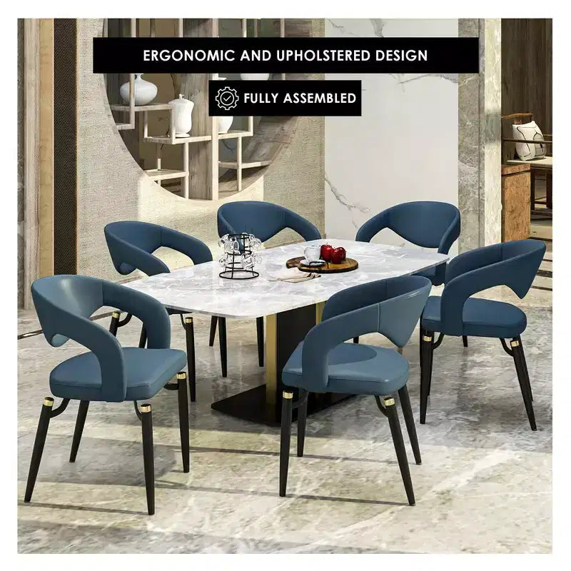 Chaise de salle à manger moderne Entice, assise en cuir rembourré avec dossier ouvert incurvé et pieds en métal, cuisine moderne, salle à manger, maison, sièges de café