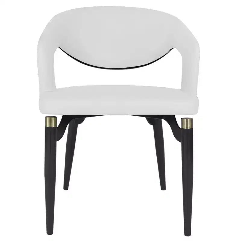 Chaise de salle à manger moderne Entice, assise en cuir rembourré avec dossier ouvert incurvé et pieds en métal, cuisine moderne, salle à manger, maison, sièges de café