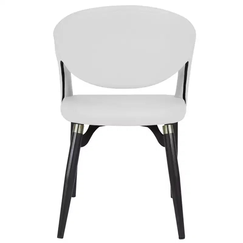 Chaise de salle à manger moderne Entice, assise en cuir rembourré avec dossier ouvert incurvé et pieds en métal, cuisine moderne, salle à manger, maison, sièges de café