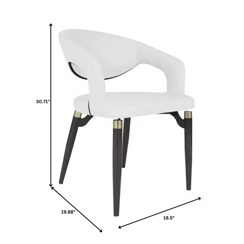 Chaise de salle à manger moderne Entice, assise en cuir rembourré avec dossier ouvert incurvé et pieds en métal, cuisine moderne, salle à manger, maison, sièges de café