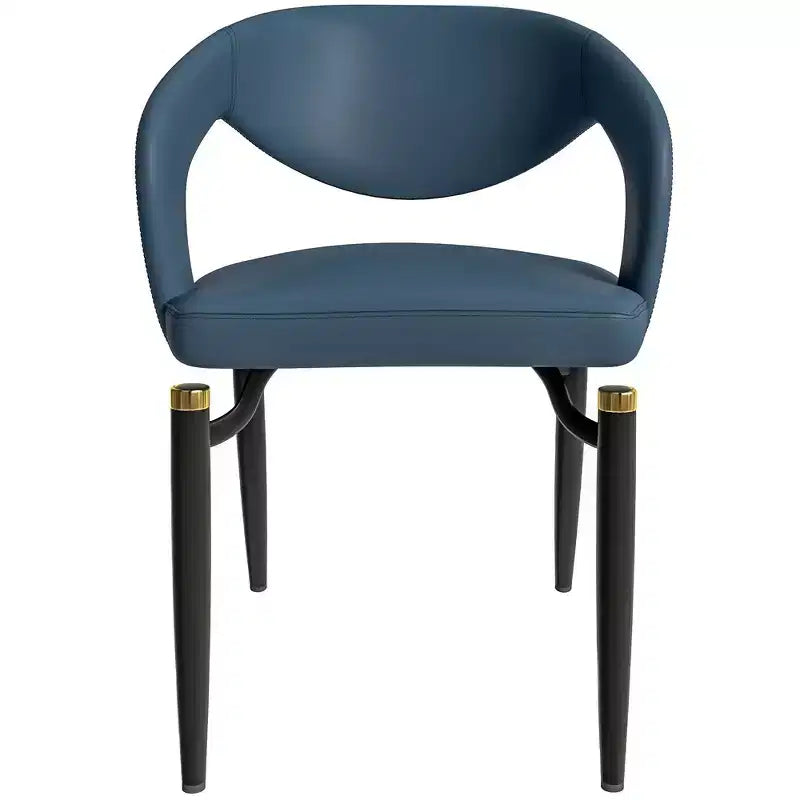 Chaise de salle à manger moderne Entice, assise en cuir rembourré avec dossier ouvert incurvé et pieds en métal, cuisine moderne, salle à manger, maison, sièges de café