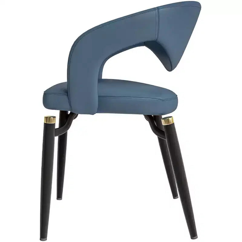 Chaise de salle à manger moderne Entice, assise en cuir rembourré avec dossier ouvert incurvé et pieds en métal, cuisine moderne, salle à manger, maison, sièges de café