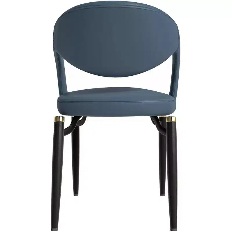 Chaise de salle à manger moderne Entice, assise en cuir rembourré avec dossier ouvert incurvé et pieds en métal, cuisine moderne, salle à manger, maison, sièges de café