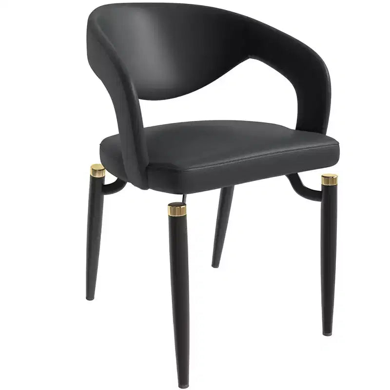 Chaise de salle à manger moderne Entice, assise en cuir rembourré avec dossier ouvert incurvé et pieds en métal, cuisine moderne, salle à manger, maison, sièges de café