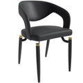 Chaise de salle à manger moderne Entice, assise en cuir rembourré avec dossier ouvert incurvé et pieds en métal, cuisine moderne, salle à manger, maison, sièges de café