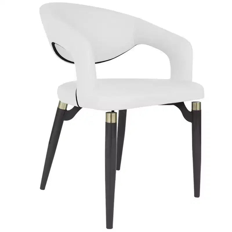 Chaise de salle à manger moderne Entice, assise en cuir rembourré avec dossier ouvert incurvé et pieds en métal, cuisine moderne, salle à manger, maison, sièges de café