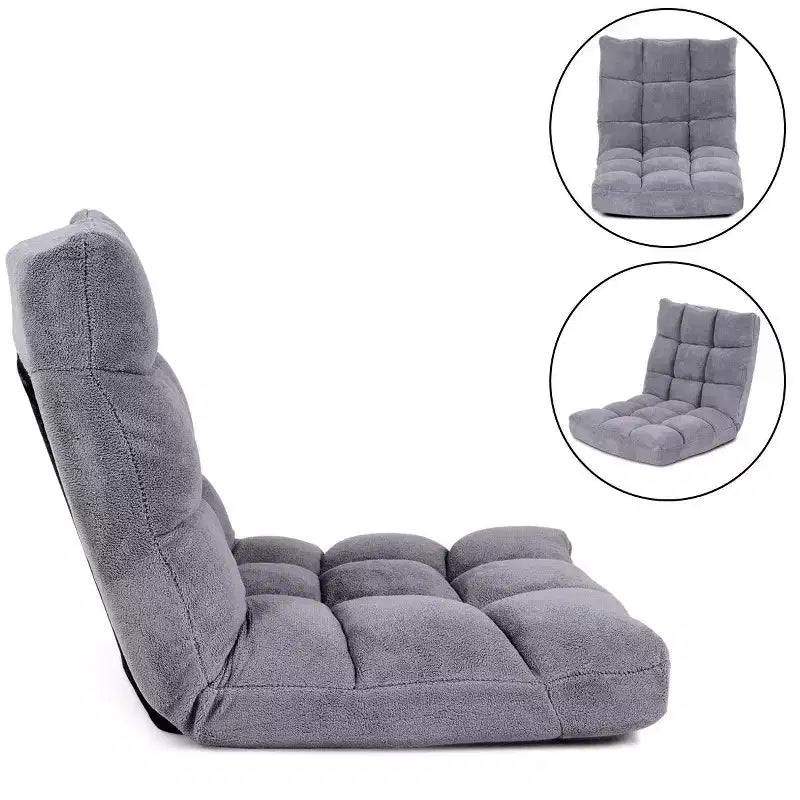 Chaise de sol réglable 14 positions, fauteuil paresseux pliant pour jeux, coussiné neuf Bleu/Vert/Rose clair/Violet/Noir/Café/Marron clair/Rose/Gris