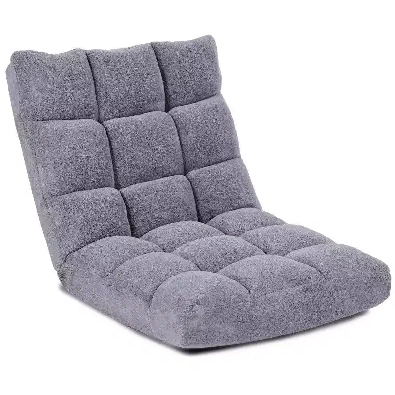 Chaise de sol réglable 14 positions, fauteuil paresseux pliant pour jeux, coussiné neuf Bleu/Vert/Rose clair/Violet/Noir/Café/Marron clair/Rose/Gris