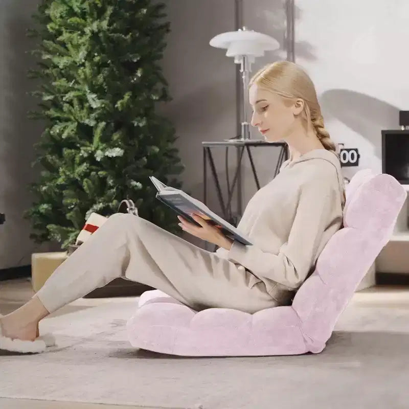 Chaise de sol réglable 14 positions, fauteuil paresseux pliant pour jeux, coussiné neuf Bleu/Vert/Rose clair/Violet/Noir/Café/Marron clair/Rose/Gris
