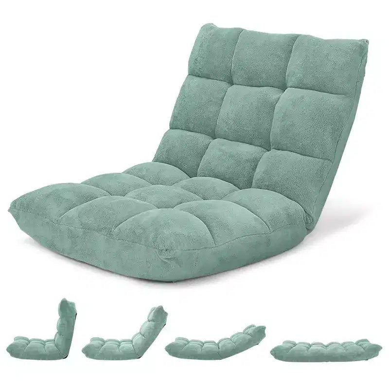 Chaise de sol réglable 14 positions, fauteuil paresseux pliant pour jeux, coussiné neuf Bleu/Vert/Rose clair/Violet/Noir/Café/Marron clair/Rose/Gris