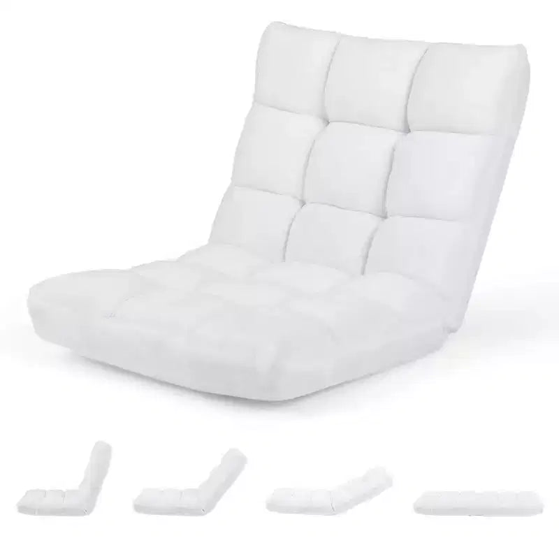 Chaise de sol réglable 14 positions, fauteuil paresseux pliant pour jeux, coussiné neuf Bleu/Vert/Rose clair/Violet/Noir/Café/Marron clair/Rose/Gris