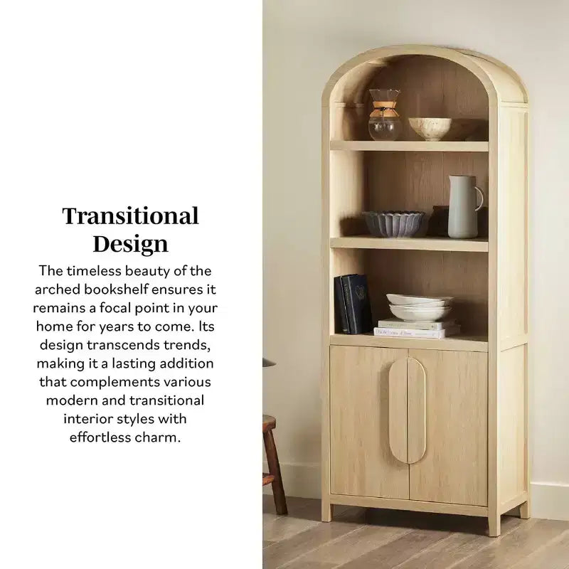 Bibliothèque-armoire Saracina Home de 193 cm avec 3 étagères et dessus arrondi