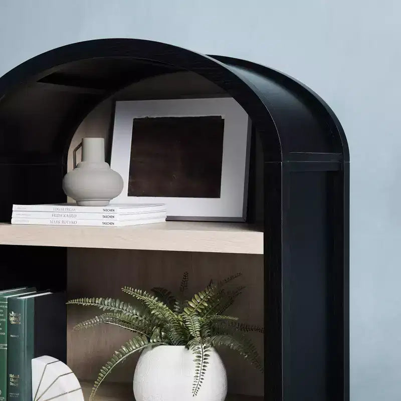Bibliothèque-armoire Saracina Home de 193 cm avec 3 étagères et dessus arrondi