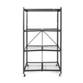 Origami R5 4 Tier Foldable Metal Storage Rack with Wheels, 1,000 Pound Capacity for Kitchen, Garage, or Garden Storage, Black, Certified Refurbished