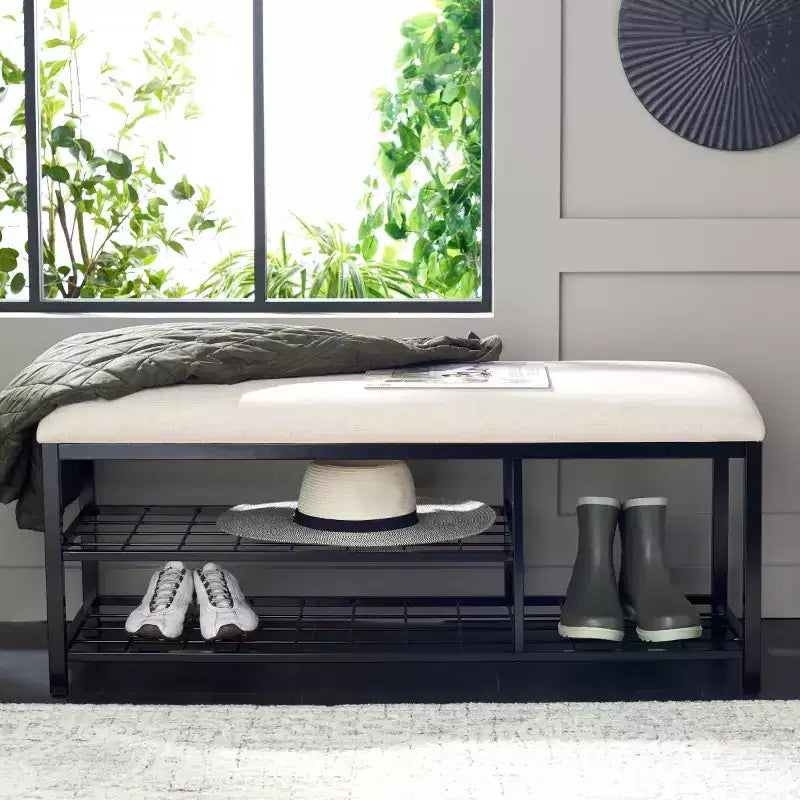 Banc étagère ouverte Milligan avec coussin - BCH5003 - Safavieh