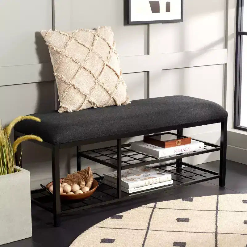 Banc étagère ouverte Milligan avec coussin - BCH5003 - Safavieh