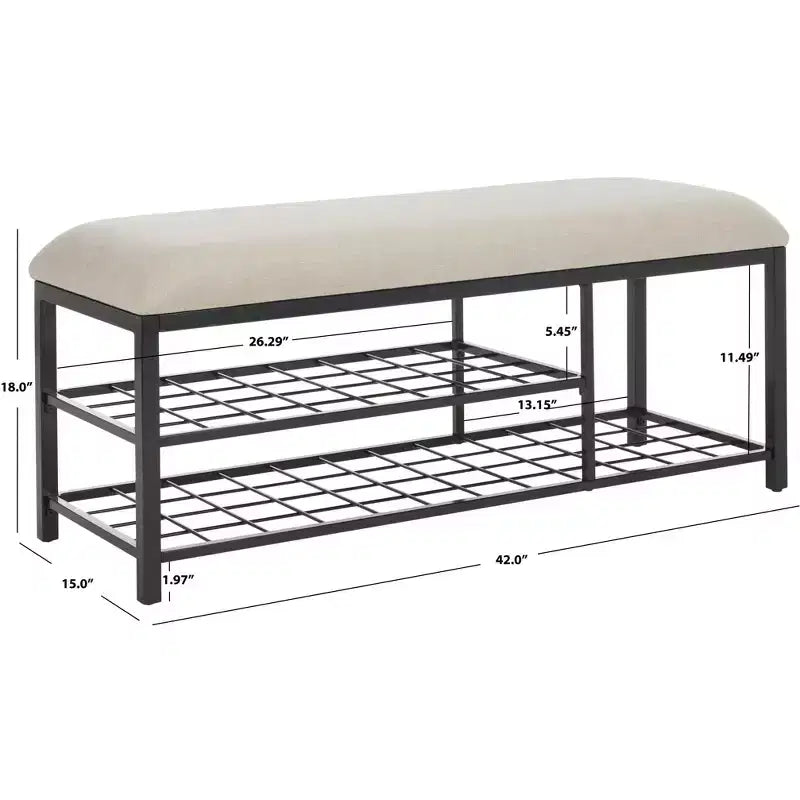 Banc étagère ouverte Milligan avec coussin - BCH5003 - Safavieh