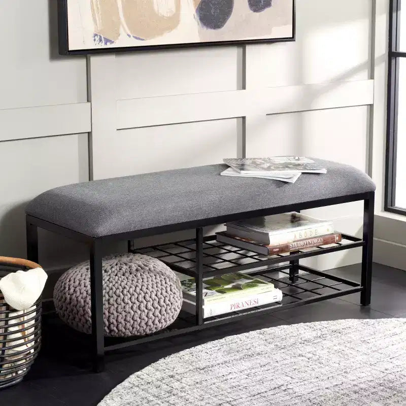 Banc étagère ouverte Milligan avec coussin - BCH5003 - Safavieh