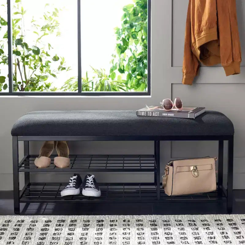 Banc étagère ouverte Milligan avec coussin - BCH5003 - Safavieh