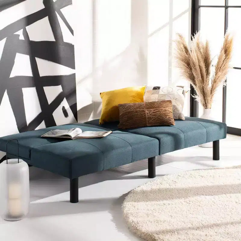 Lit Futon Pliant Astoria - LVS2003 - Bleu Marine/Noir