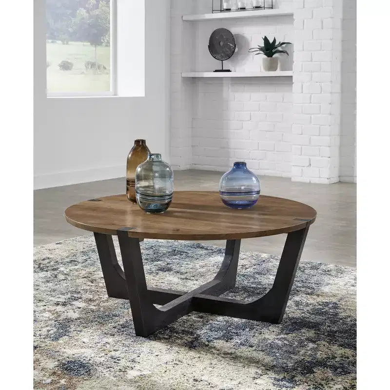 Table basse ronde Hanneforth Signature Design by Ashley, marron/noir