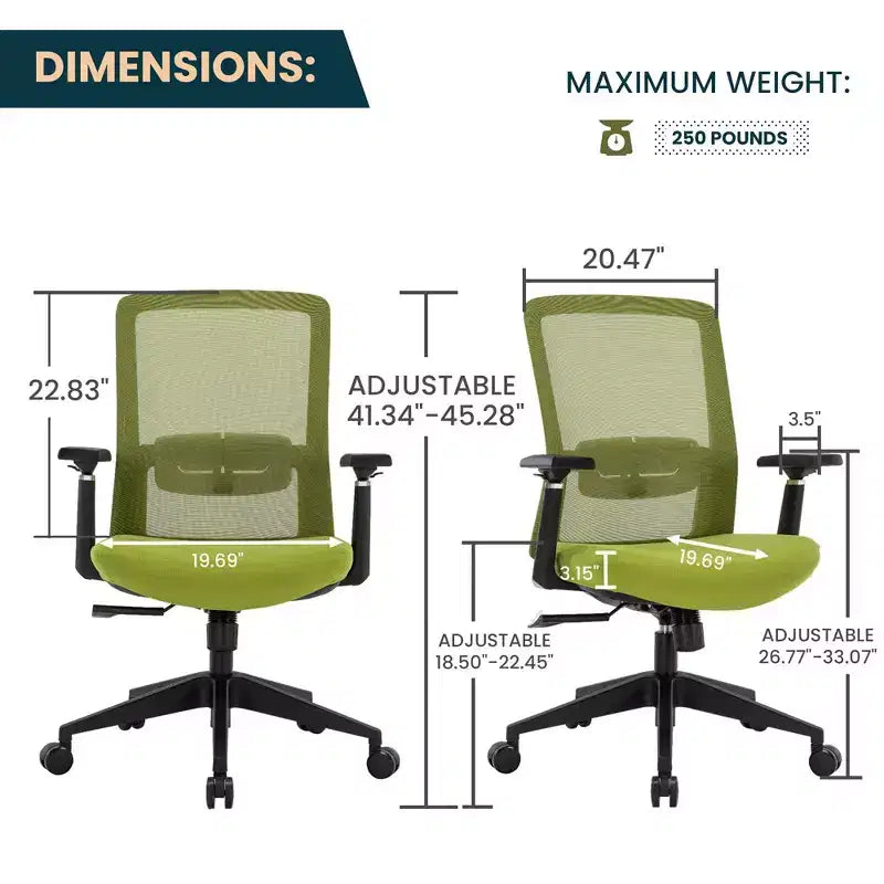 Fauteuil de bureau ergonomique Ingram, chaise de travail pivotante à hauteur réglable avec soutien lombaire et inclinaison, chaise d'ordinateur confortable pour 8 heures de bureau