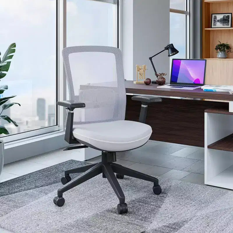 Fauteuil de bureau ergonomique Ingram, chaise de travail pivotante à hauteur réglable avec soutien lombaire et inclinaison, chaise d'ordinateur confortable pour 8 heures de bureau