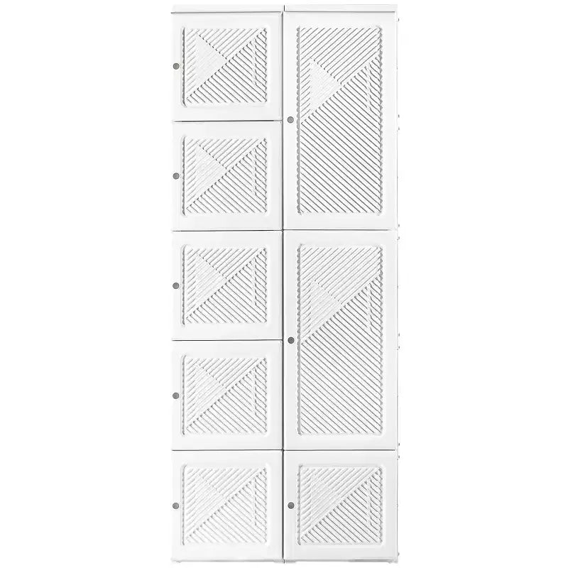 Penderie Portable, Armoire de Chambre, Organisateur de Vêtements Pliable avec Rangement Cubes, Tringles et Portes Magnétiques, Blanc