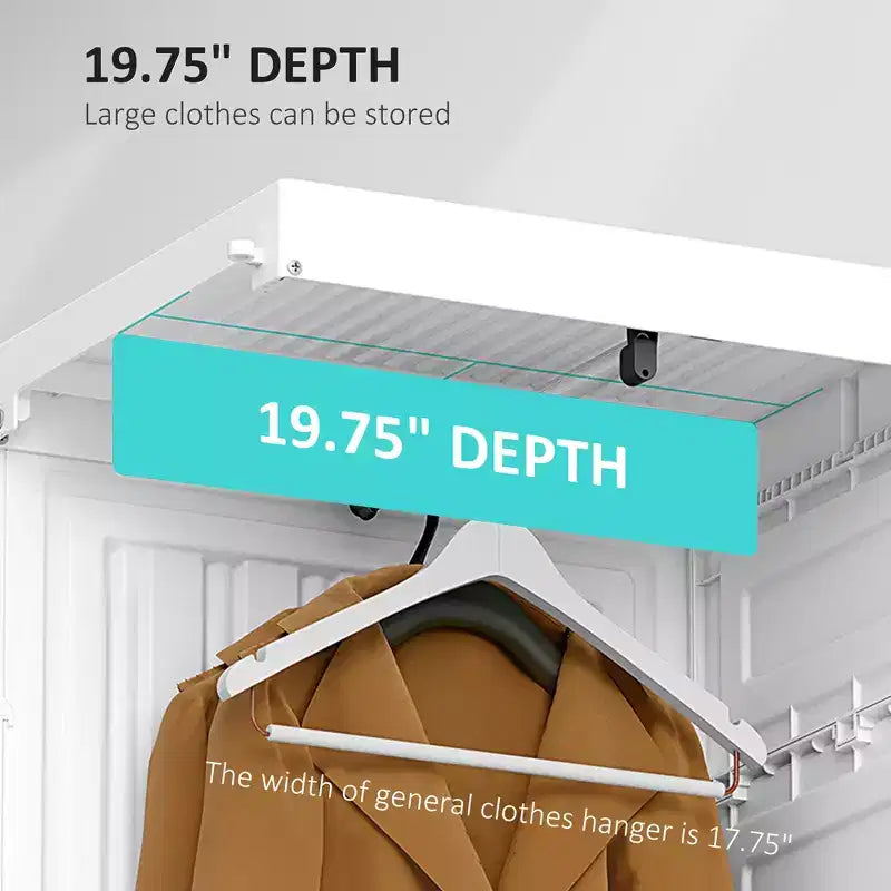 Penderie Portable, Armoire de Chambre, Organisateur de Vêtements Pliable avec Rangement Cubes, Tringles et Portes Magnétiques, Blanc