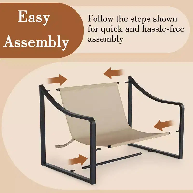 Fauteuil d'appoint moderne avec assise en toile, fauteuils de salon confortables en tissu avec cadre métallique robuste, fauteuil de lecture pour salon et chambre à coucher
