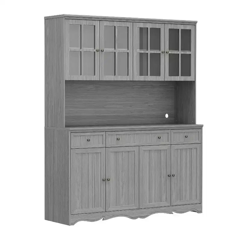 Bahut gris moiré 155 cm de large avec 3 tiroirs et huche à buffet de conception moderne, buffet de rangement, meuble de rangement
