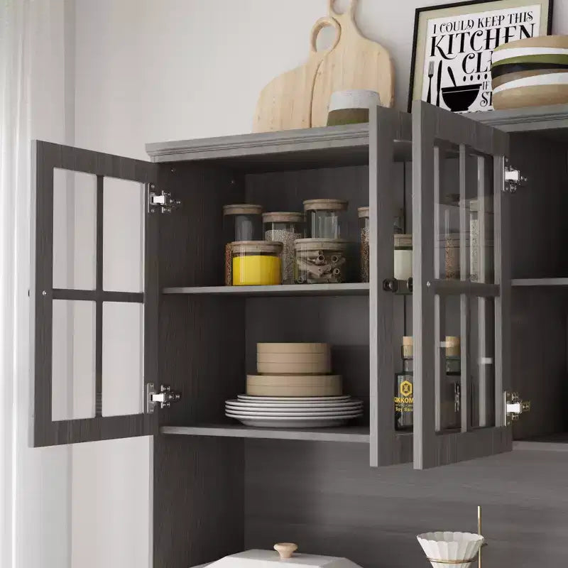 Bahut gris moiré 155 cm de large avec 3 tiroirs et huche à buffet de conception moderne, buffet de rangement, meuble de rangement