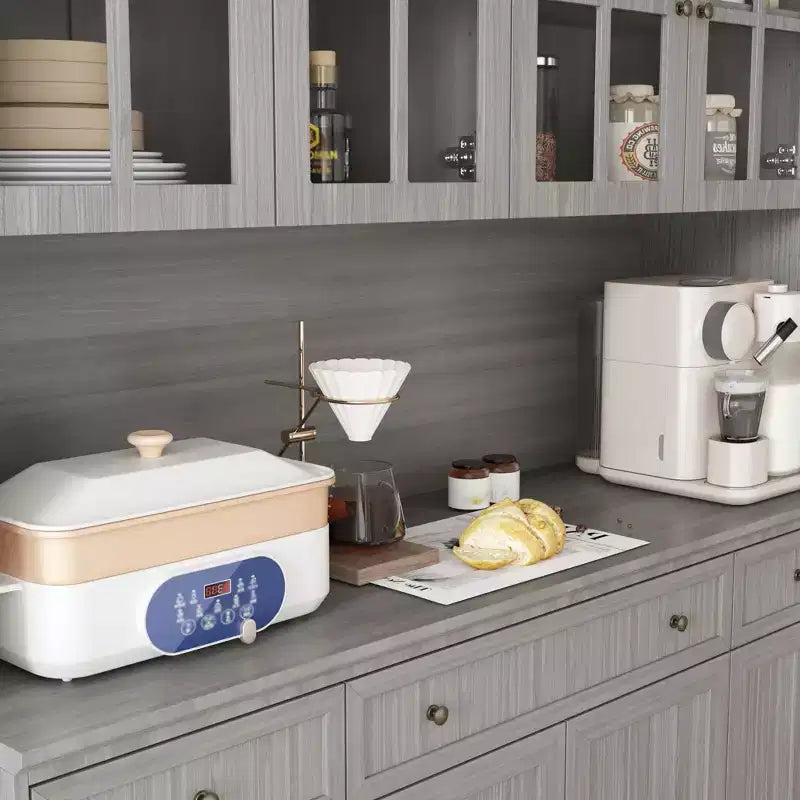 Bahut gris moiré 155 cm de large avec 3 tiroirs et huche à buffet de conception moderne, buffet de rangement, meuble de rangement