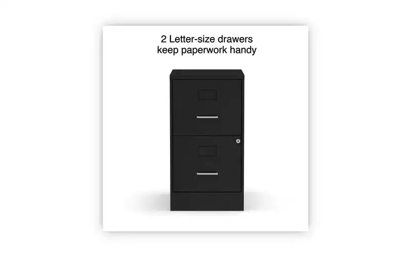 Classeur vertical Soho, 2 tiroirs : Classeur/classeur, format Lettre, noir, 14 x 18 x 24,1