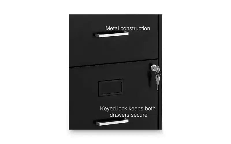 Classeur vertical Soho, 2 tiroirs : Classeur/classeur, format Lettre, noir, 14 x 18 x 24,1