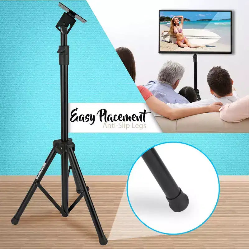 Pied de téléviseur trépied portable pour écrans jusqu'à 32 pouces avec compatibilité VESA, hauteur réglable, installation facile