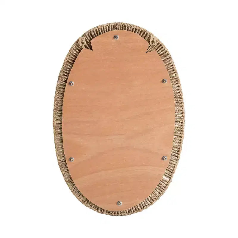 Miroir mural d'appoint Elwyn en métal et jonc de mer naturel marron, style bohème moderne, de bali & pari