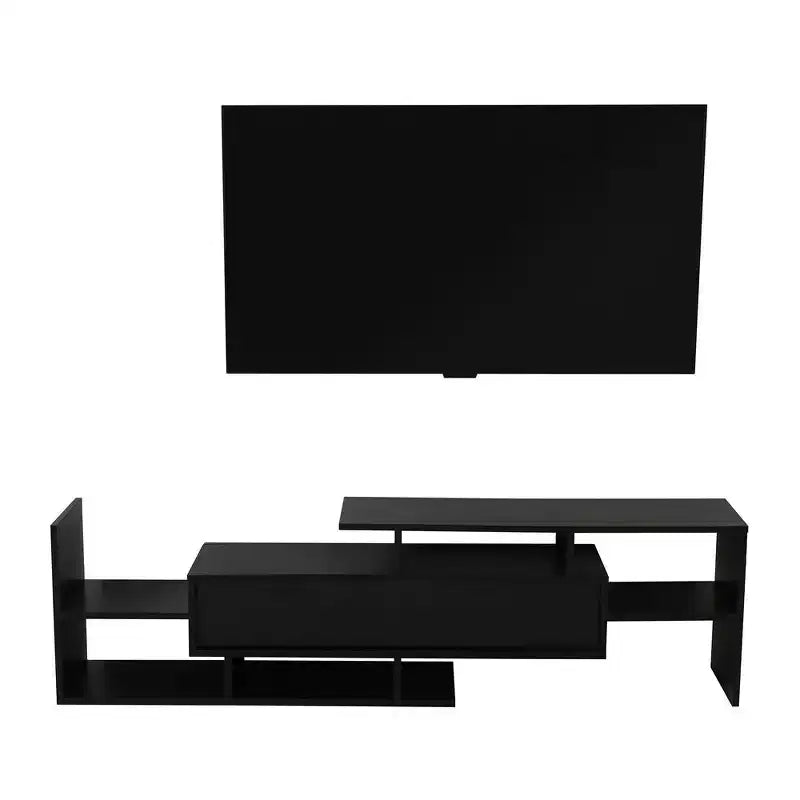 Meuble TV LeisureMod avec étagères et bibliothèque en MDF, Collection Surrey, Console de divertissement moderne pour salon, appartement ou bureau