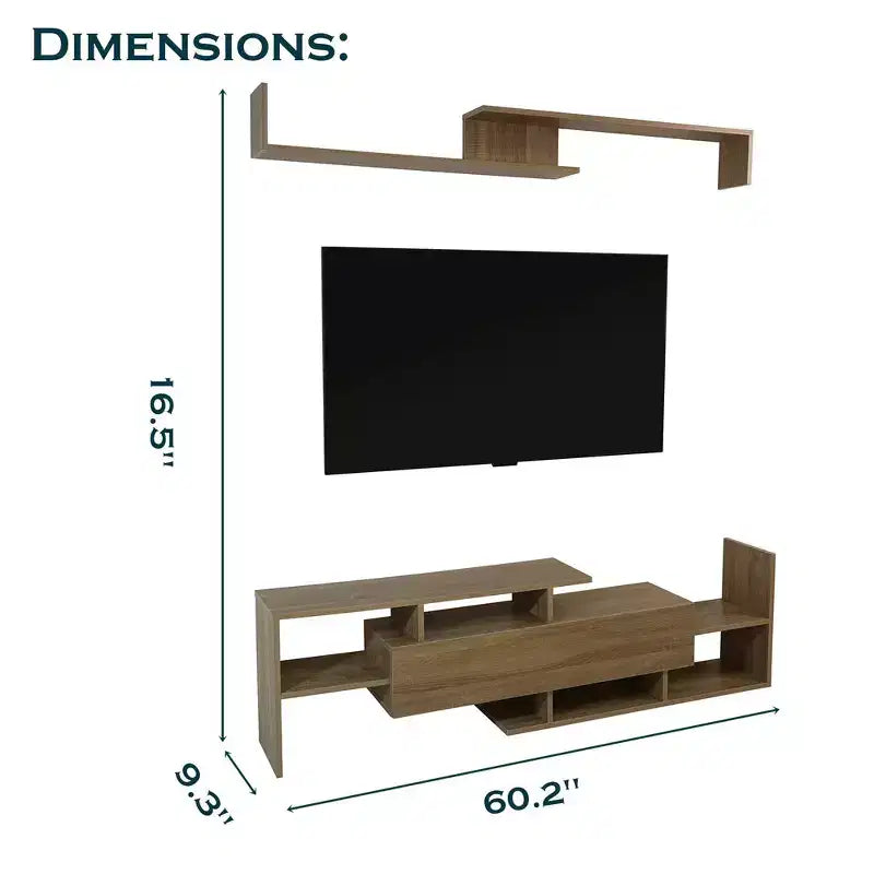 Meuble TV LeisureMod avec étagères et bibliothèque en MDF, Collection Surrey, Console de divertissement moderne pour salon, appartement ou bureau