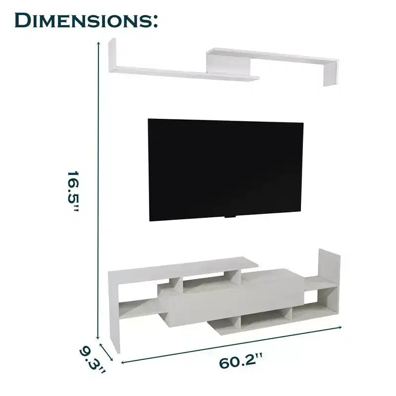 Meuble TV LeisureMod avec étagères et bibliothèque en MDF, Collection Surrey, Console de divertissement moderne pour salon, appartement ou bureau