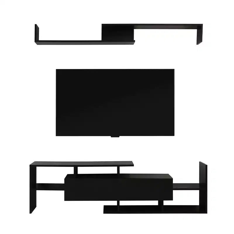 Meuble TV LeisureMod avec étagères et bibliothèque en MDF, Collection Surrey, Console de divertissement moderne pour salon, appartement ou bureau