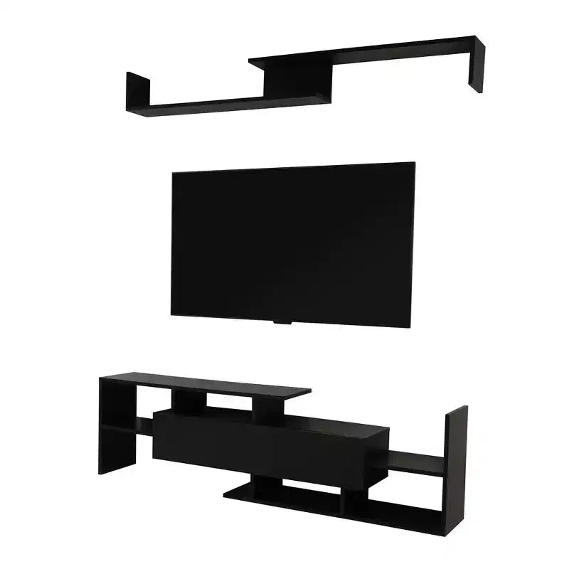 Meuble TV LeisureMod avec étagères et bibliothèque en MDF, Collection Surrey, Console de divertissement moderne pour salon, appartement ou bureau