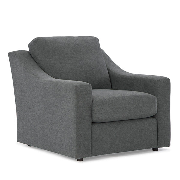 Transitional Club Chair – Swivel or Stationary, Pillow Fiber Back, Custom Fabric