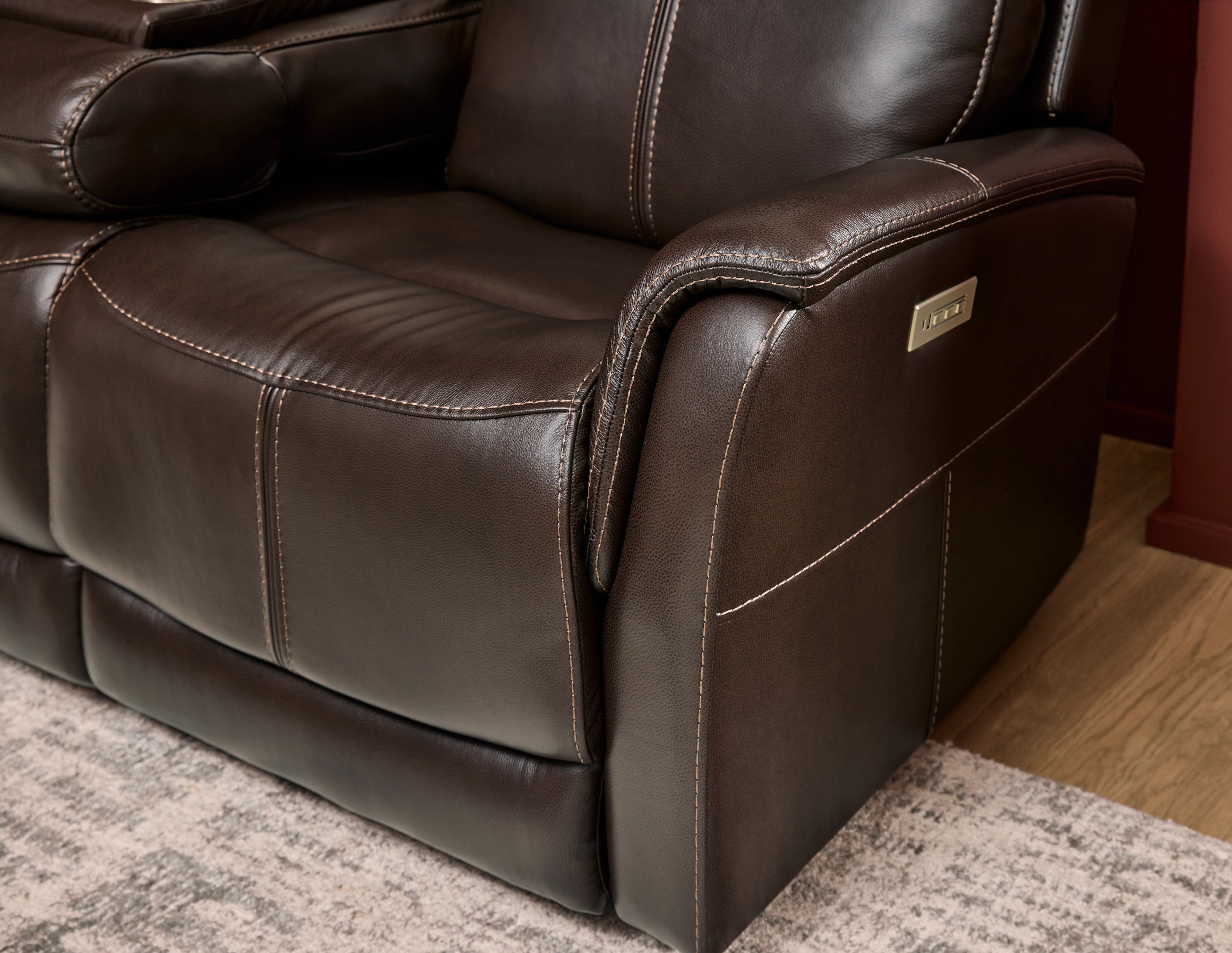Power Swivel Recliner with Headrest & Lumbar Control – Premium Leather