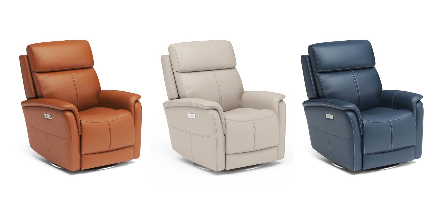 Power Swivel Recliner with Headrest & Lumbar Control – Premium Leather