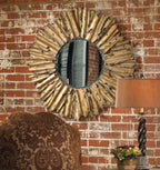 Miroir en métal martelé forgé à la main – Feuille d'or antique, biseau de 1¼", 42×42"