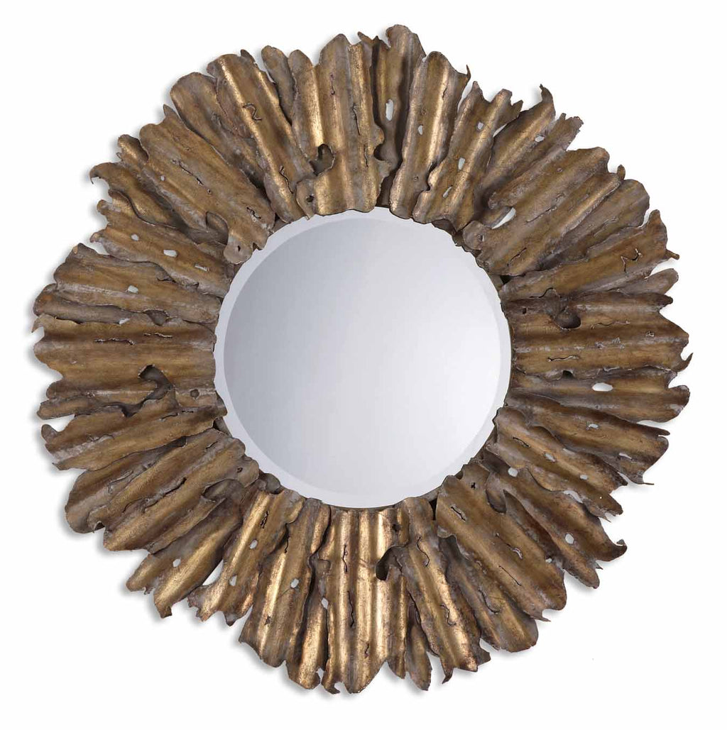 Hemani Hand-Forged Antique Gold Mirror – Hammered Metal Frame